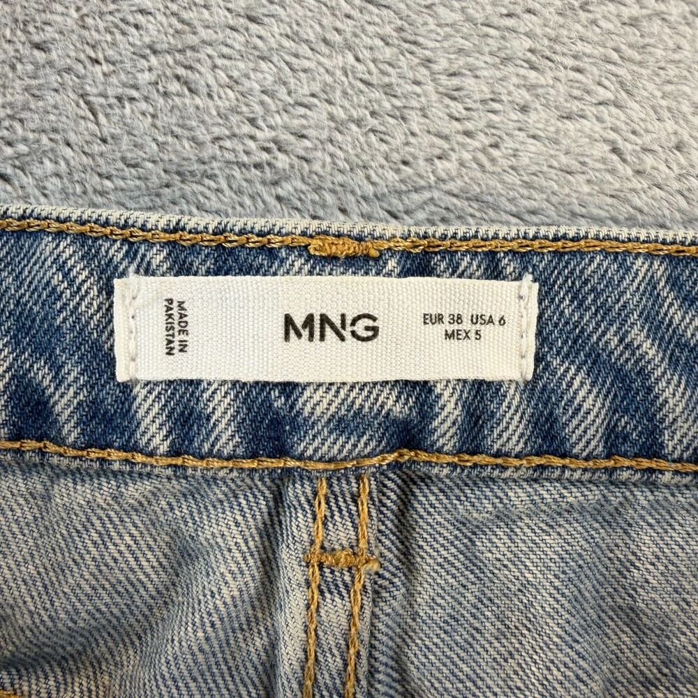 MNG Mango Wide Leg Cuffed Jeans Women's US 6 EU 38 Light Wash Denim - Picture 4 of 8